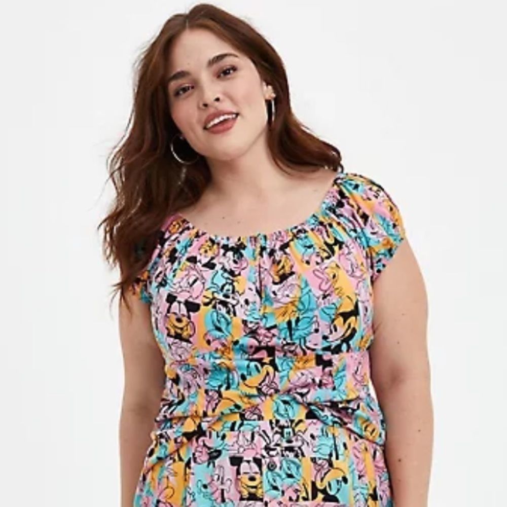 TORRID DISNEY MICKEY & FRIENDS RETRO OFF SHOULDER TOP